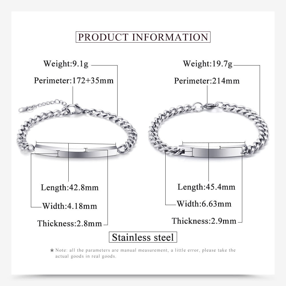 Personalized Titanium Steel Bracelet with Engraved Slogans