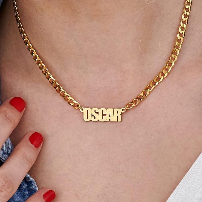 Custom Stainless Steel Horsewhip Chain Name Necklace for Women