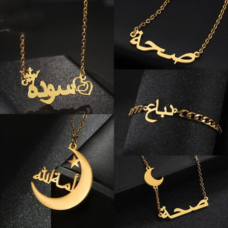 Stainless Steel DIY Arabic Name Necklace for Personal Style