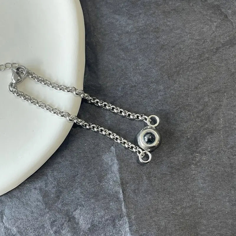 Personalized Titanium Steel Plated Couple Bracelet with Photo Projection