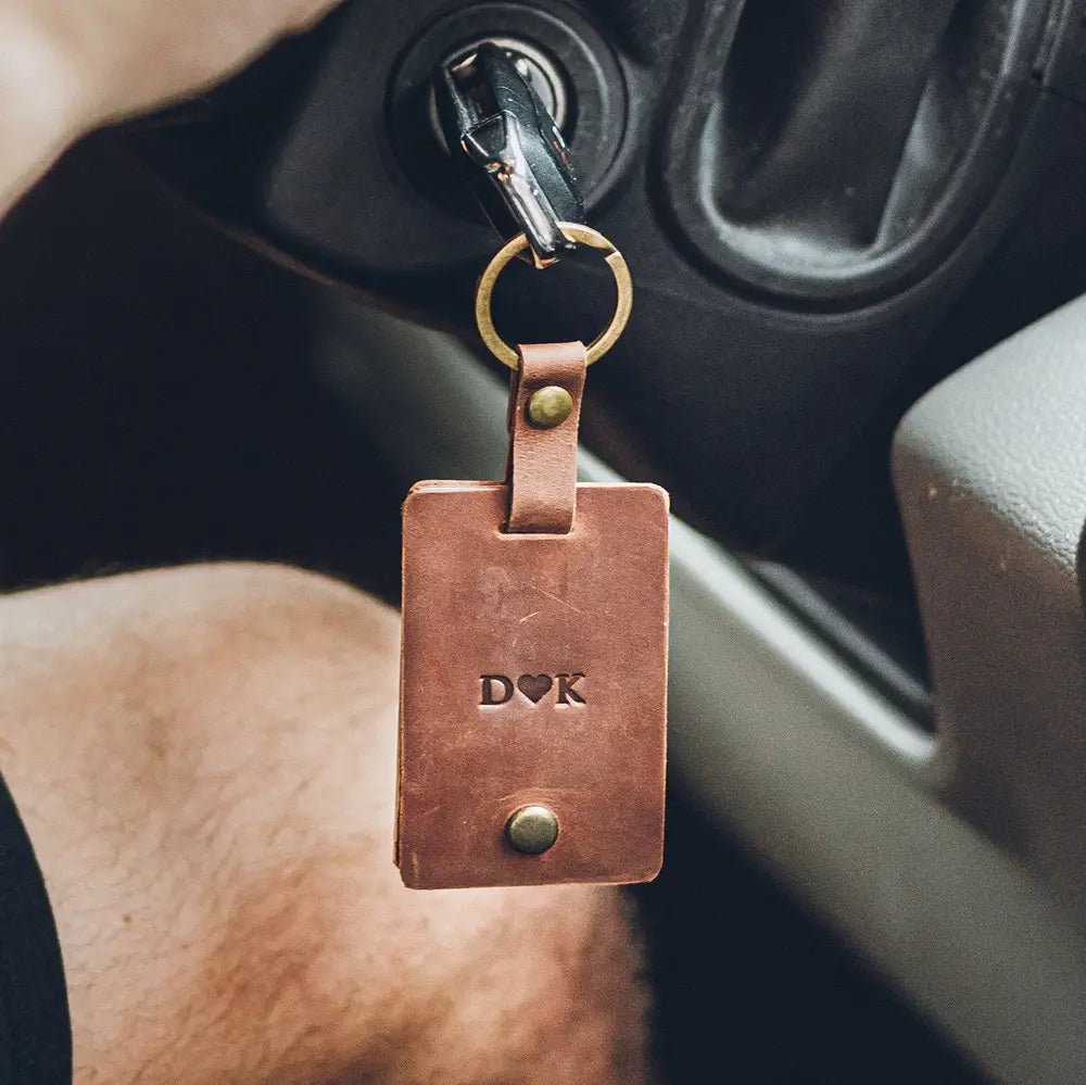 Personalized Leather Keychain with Custom Acrylic Photo