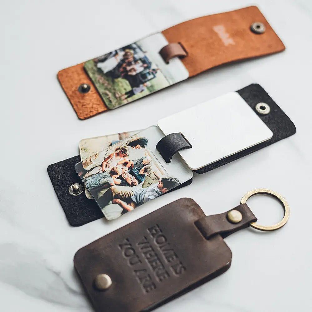 Personalized Leather Keychain with Custom Acrylic Photo