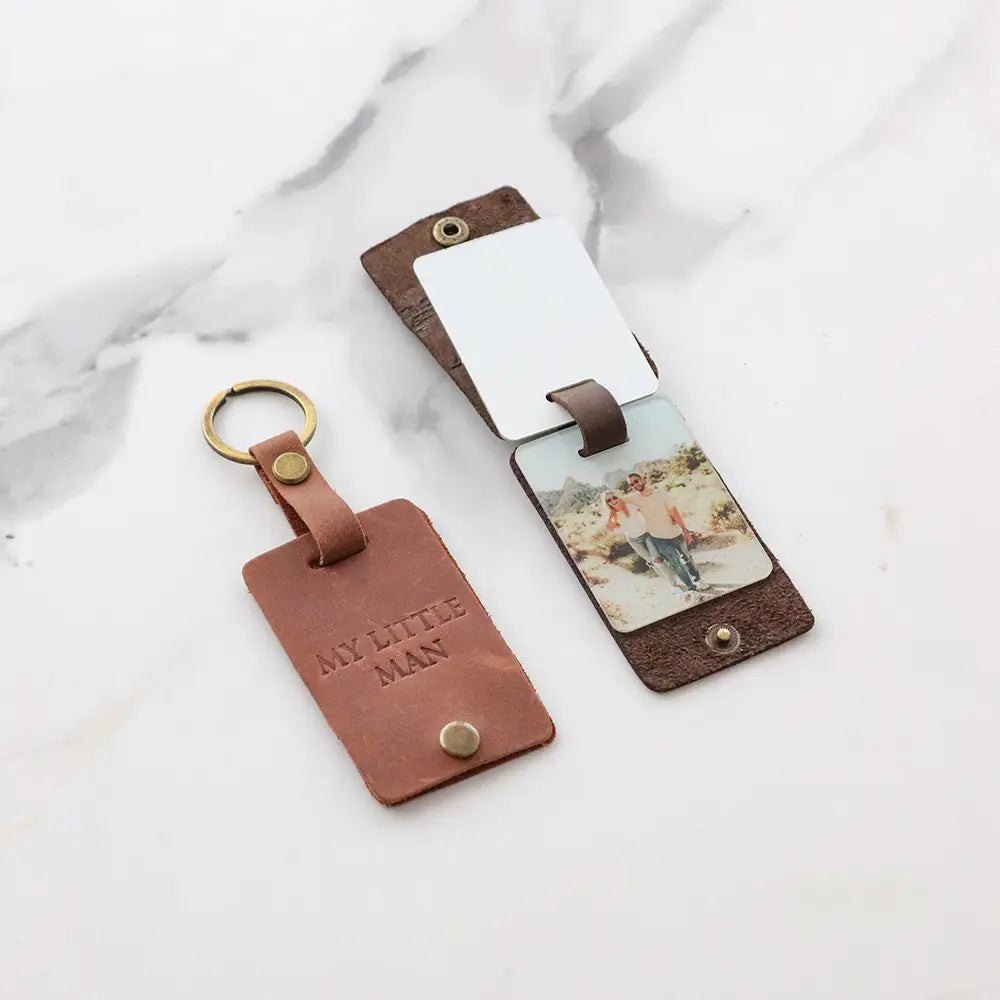 Personalized Leather Keychain with Custom Acrylic Photo