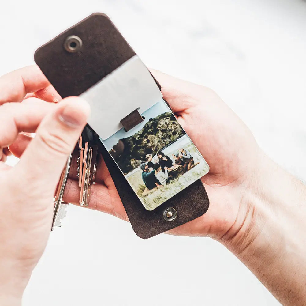 Personalized Leather Keychain with Custom Acrylic Photo