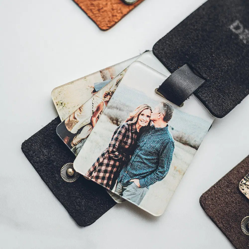 Personalized Leather Keychain with Custom Acrylic Photo
