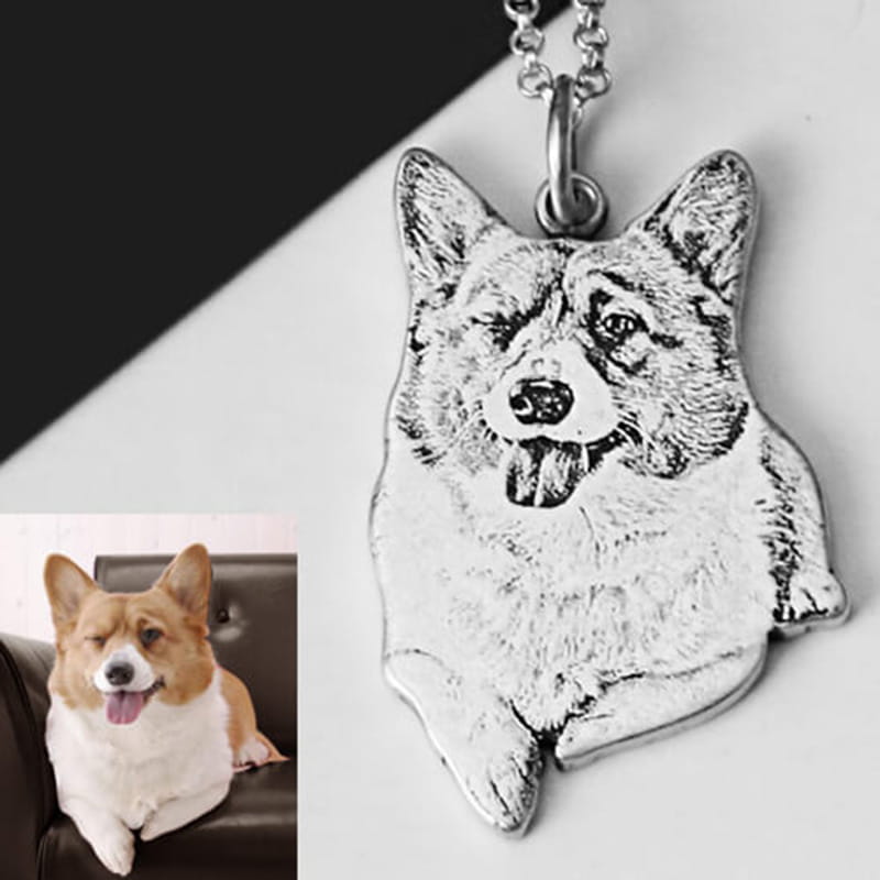 S925 Silber Personalisierte Halskette mit Katzen- und Hundefoto für Tierliebhaber