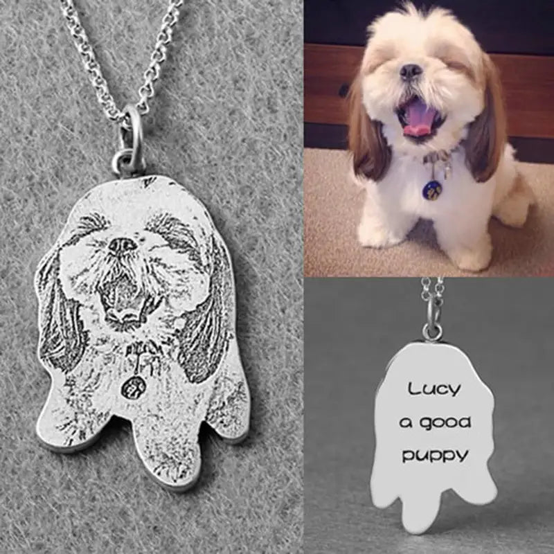 S925 Silber Personalisierte Halskette mit Katzen- und Hundefoto für Tierliebhaber