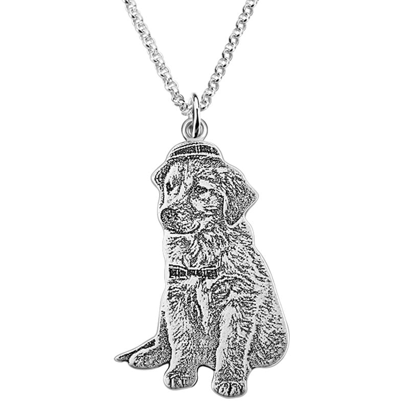 S925 Silber Personalisierte Halskette mit Katzen- und Hundefoto für Tierliebhaber