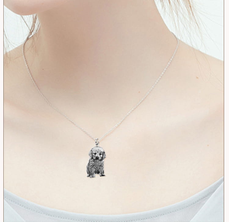 S925 Silber Personalisierte Halskette mit Katzen- und Hundefoto für Tierliebhaber