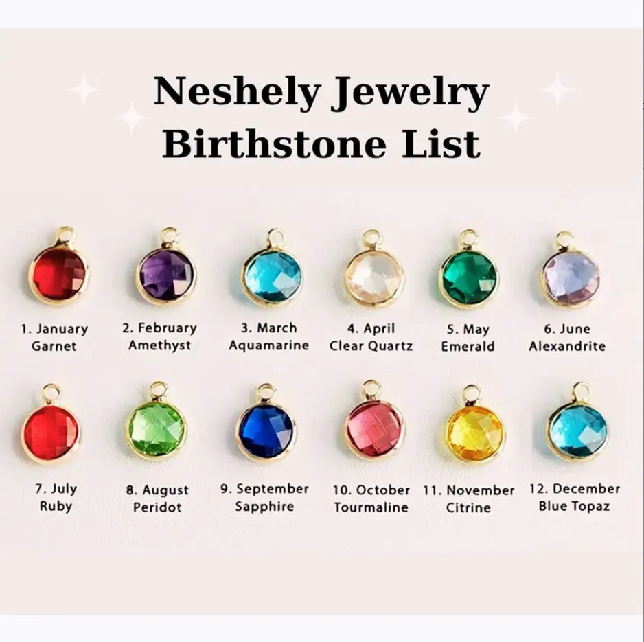 Personalized Engraved Birthstone Circle Necklace in Rose Gold with vibrant gemstones
