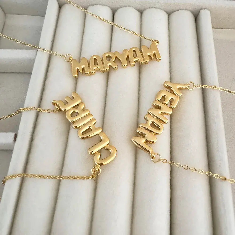 Personalisierte Bubble-Namenskette in Gold – Trendiger Schmuck für Frauen