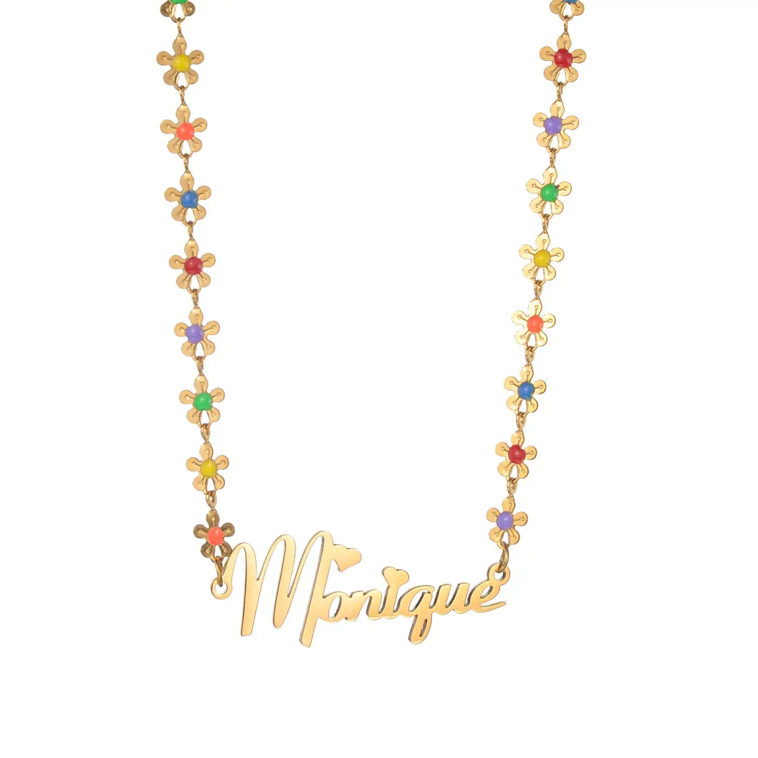Drip Oil Flower Splice Necklace in Gold Stainless Steel
