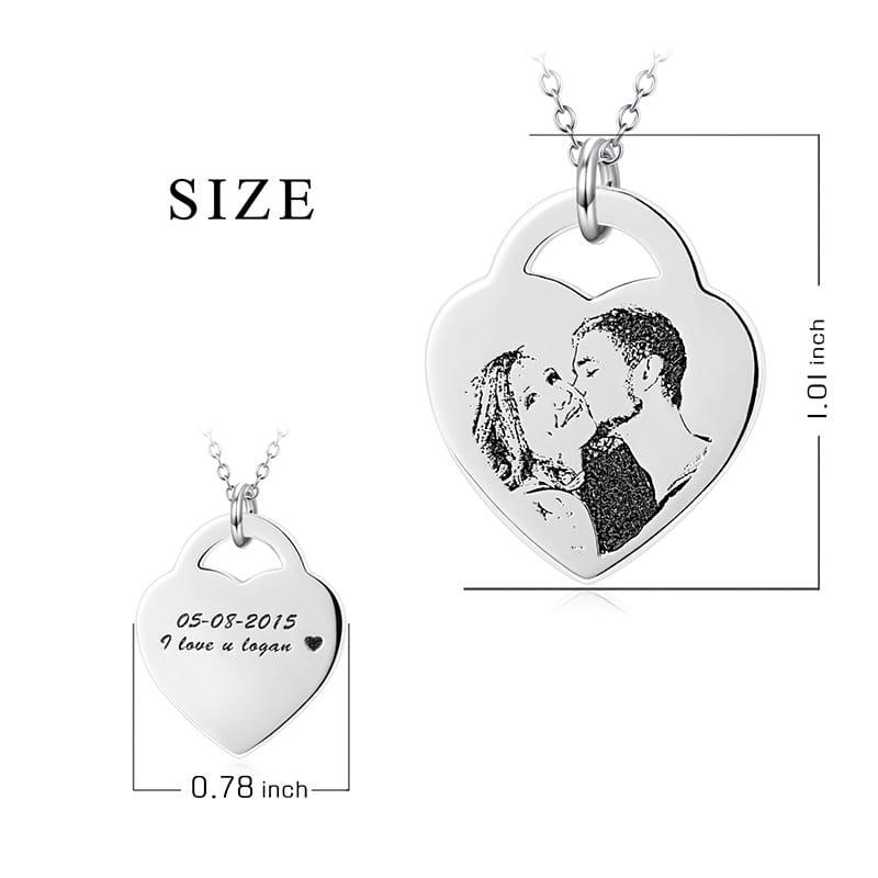 Personalisiertes Pfirsichherz-Foto-Silber-Wortkettenarmband