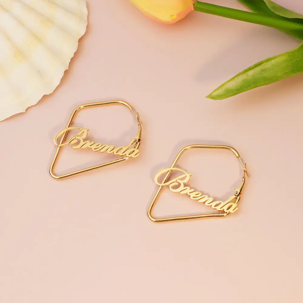 Brenda Gold Stainless Steel Irregular Square Earrings for Women