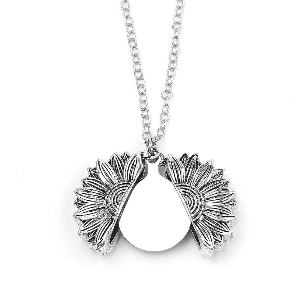 Personalized Sunflower Necklace Custom Text Stylish Chain Jewelry