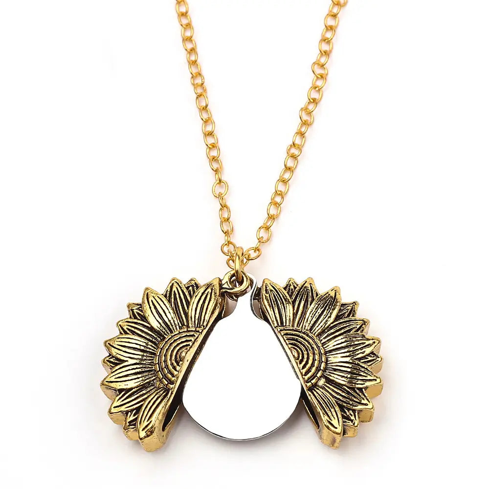 Personalized Sunflower Necklace Custom Text Stylish Chain Jewelry