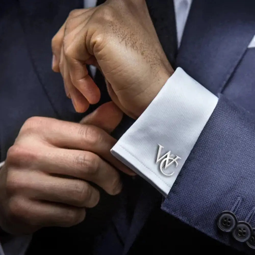 Monogrammed silver cufflinks from Handmade Frosted Personalized Titanium Steel collection