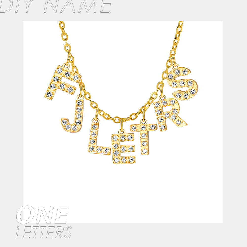 Micro Inlaid Brick and Stone Letter Necklace for Fashion Lovers