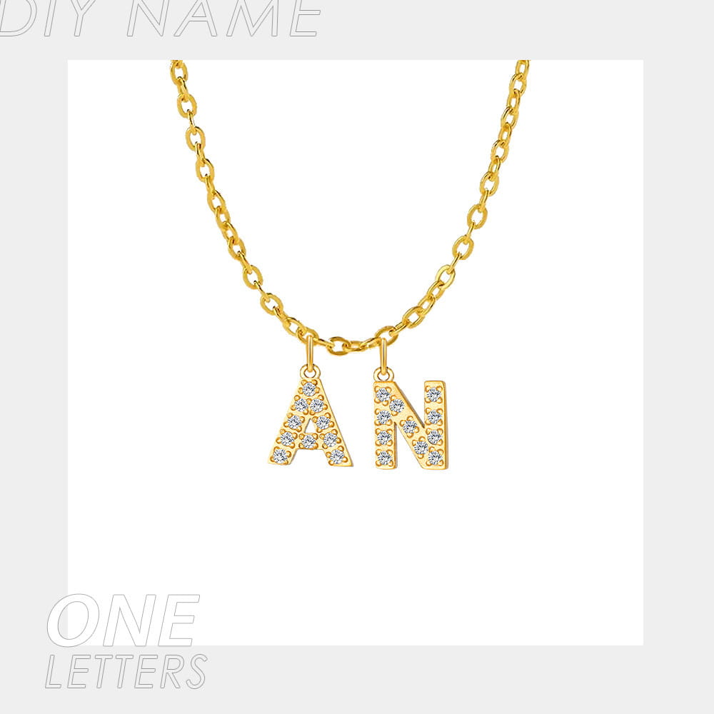 Micro Inlaid Brick and Stone Letter Necklace for Fashion Lovers