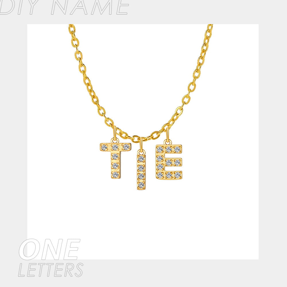 Micro Inlaid Brick and Stone Letter Necklace for Fashion Lovers