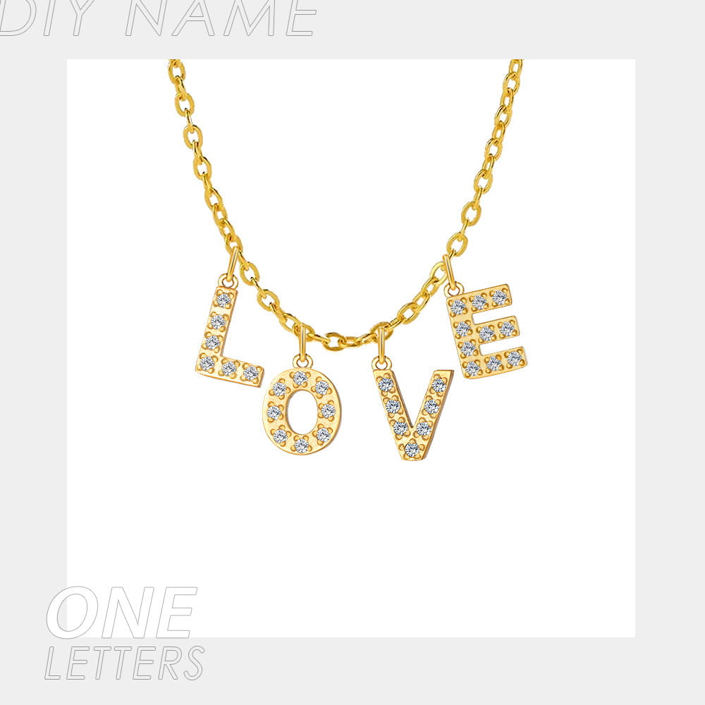 Micro Inlaid Brick and Stone Letter Necklace for Fashion Lovers
