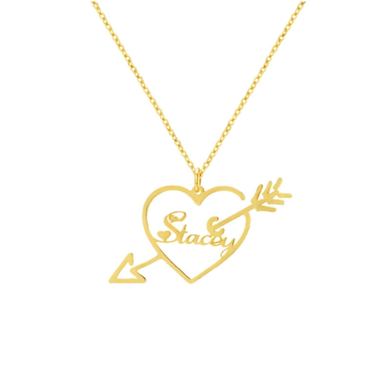Customized Arrow Piercing Name Necklace in Gold and Silver Jewelry