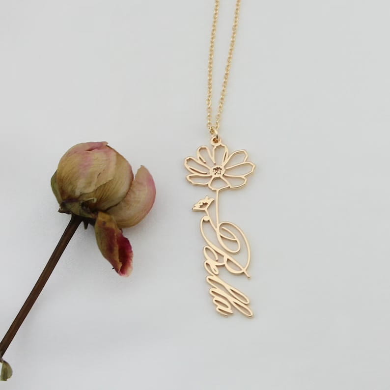 Minimalist Constellation Necklace with Birth Flower Detail