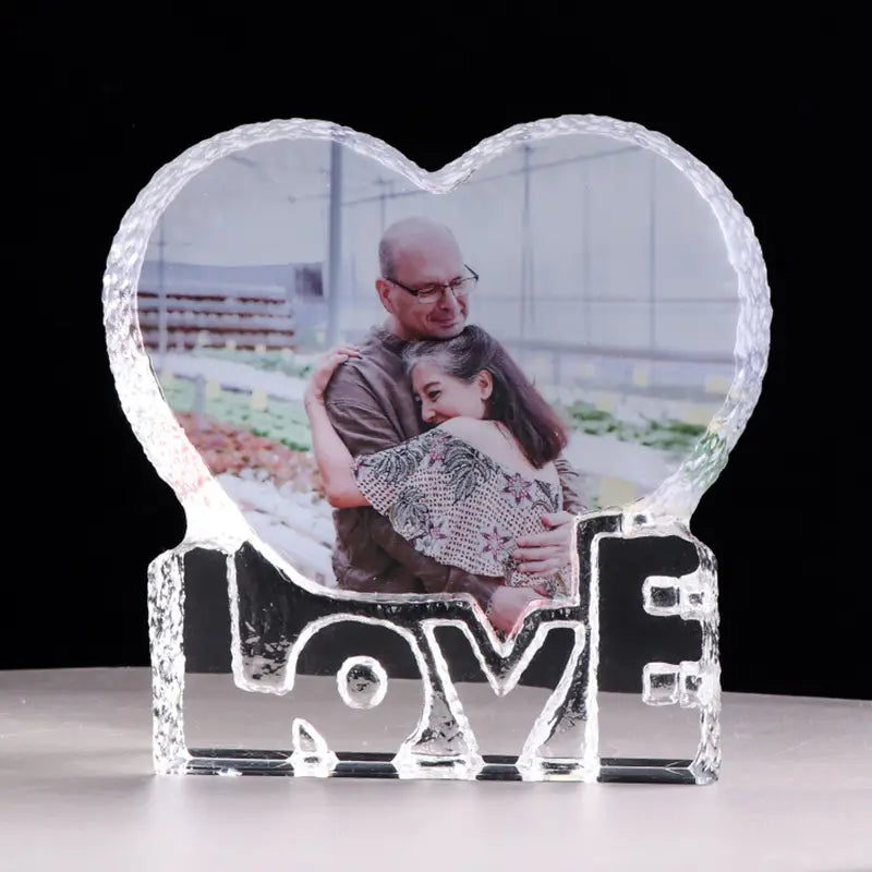 Personalisierter Kristall-Foto-Liebesrahmen mit Gravur