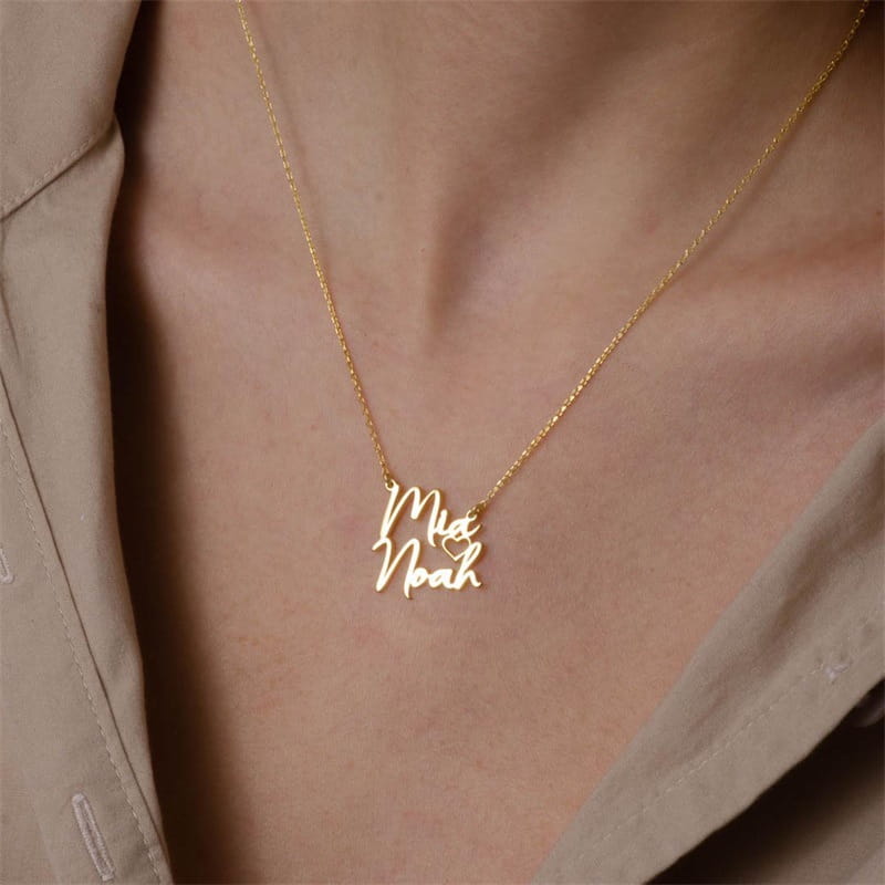 DIY Double Name Letter Stainless Steel Necklace for Fashion Lovers
