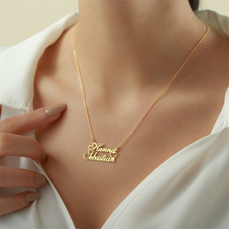 DIY Double Name Letter Stainless Steel Necklace for Fashion Lovers