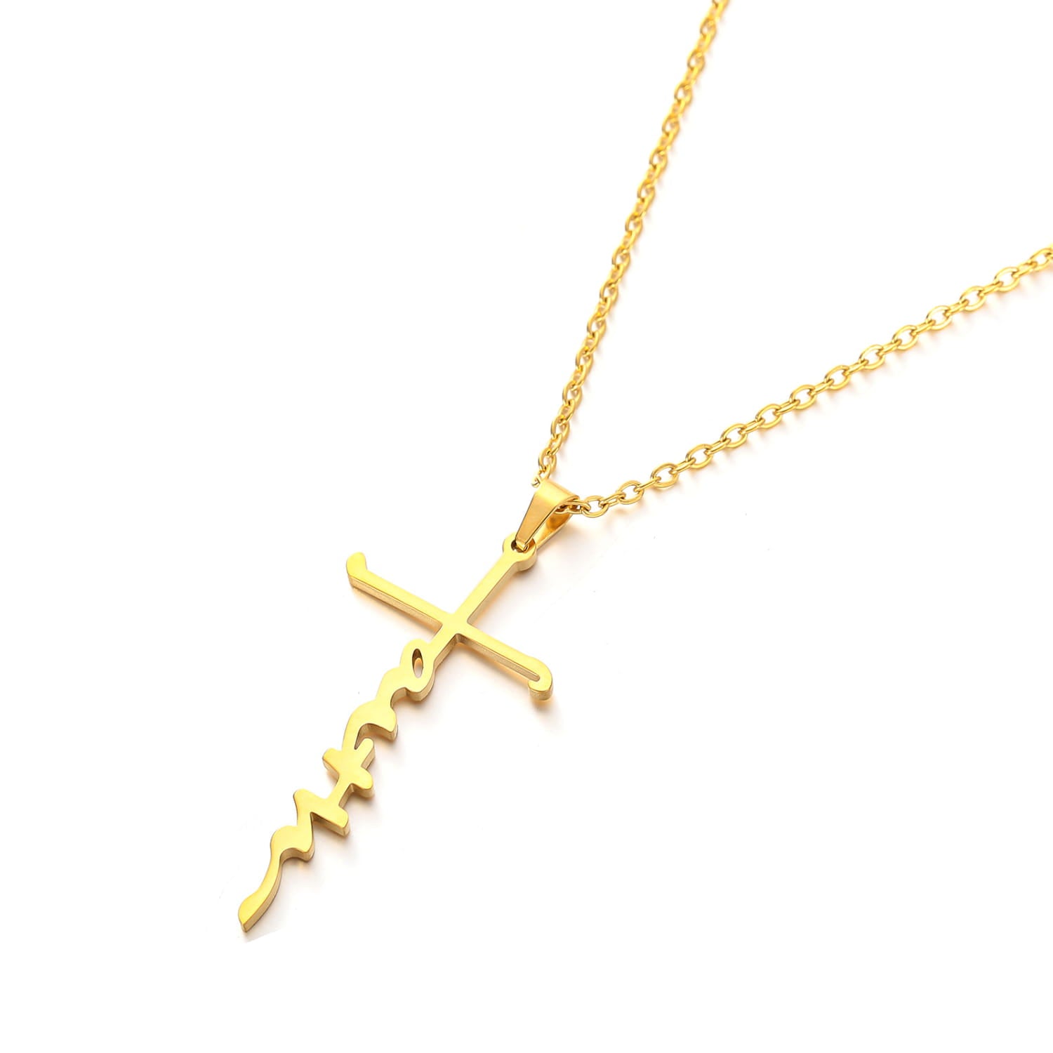 Stainless Steel Faith Necklace with Unique Symbol and Chain