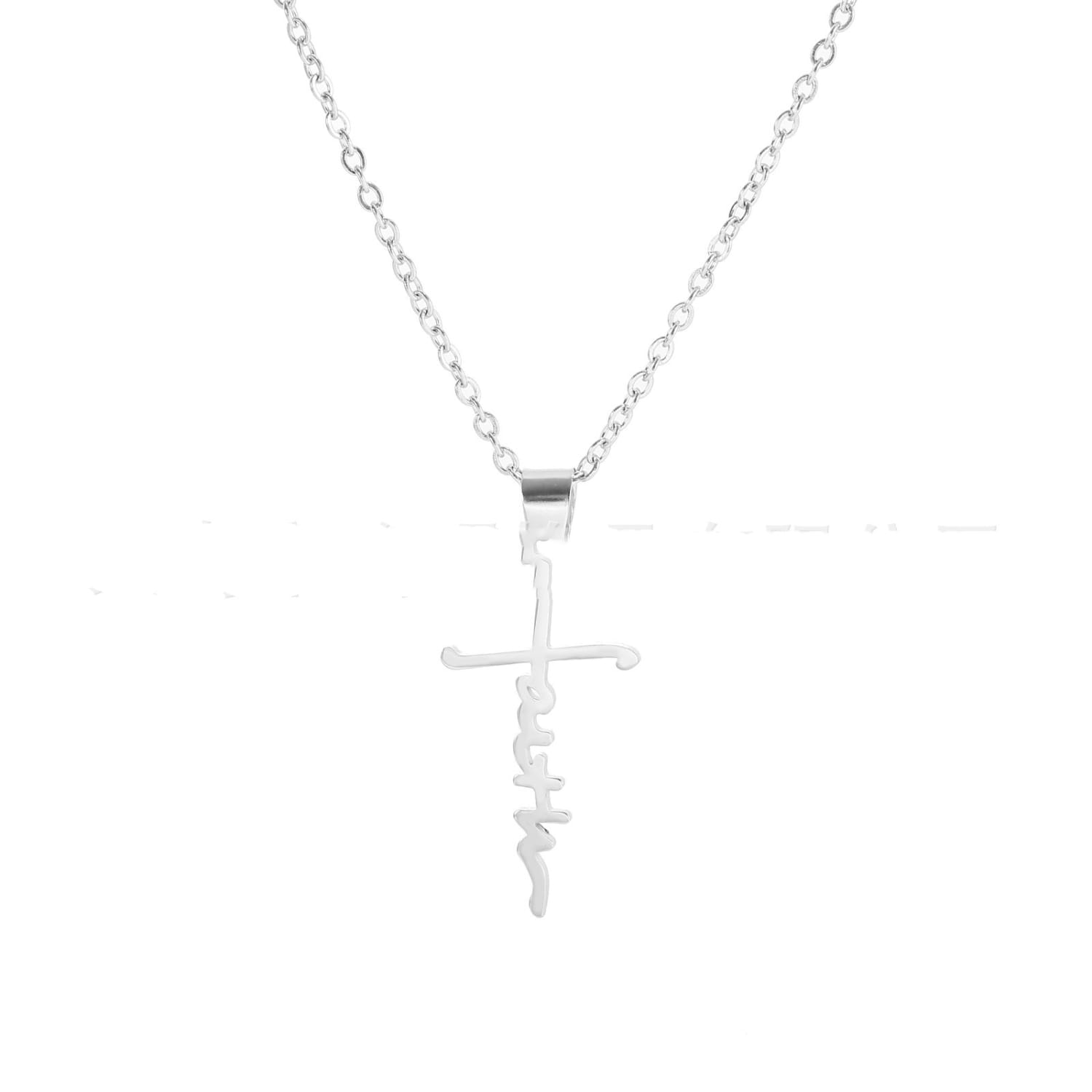 Stainless Steel Faith Necklace with Unique Symbol and Chain