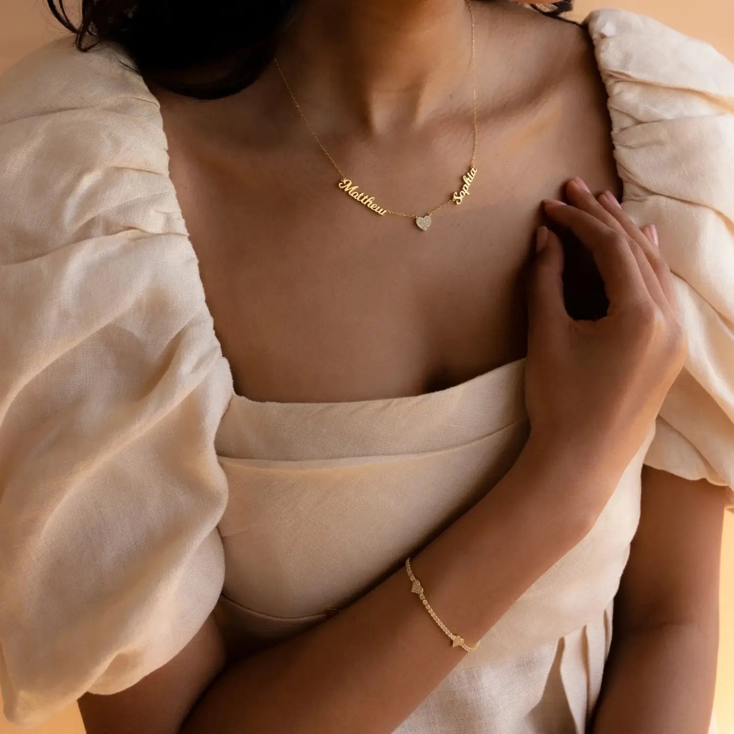 Love Multi-Namenskette aus Edelstahl mit O-förmiger Kette und Roségold
