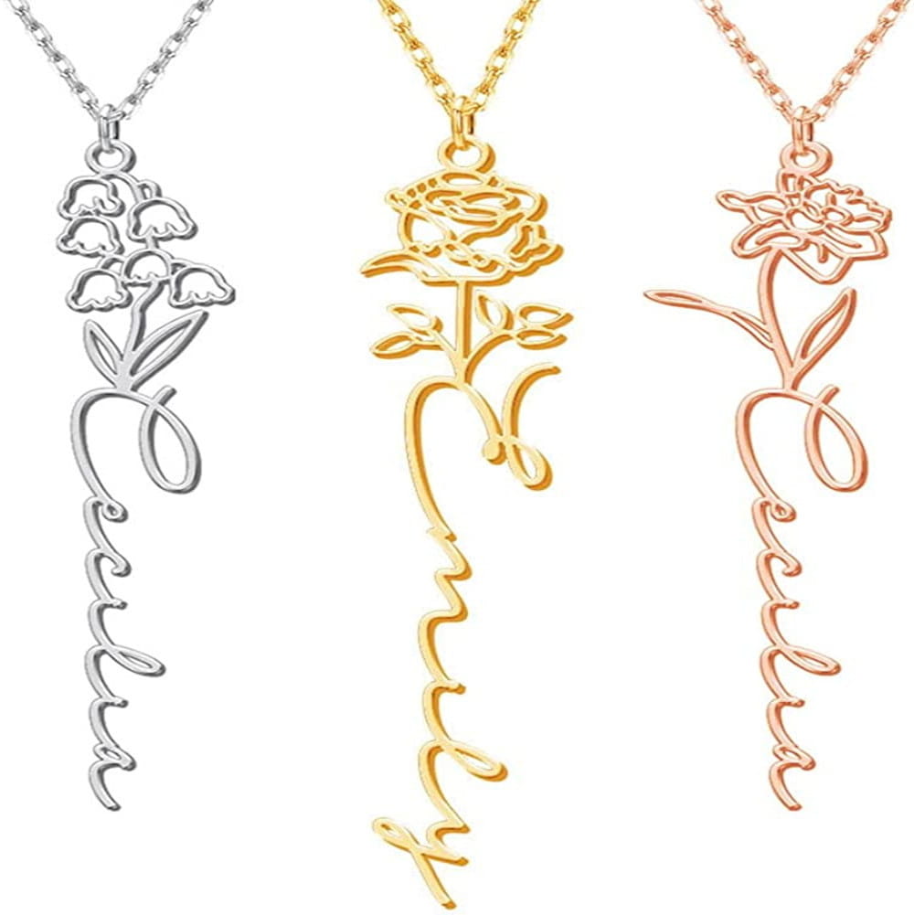 Stainless Steel English Letter Name Necklace in Gold