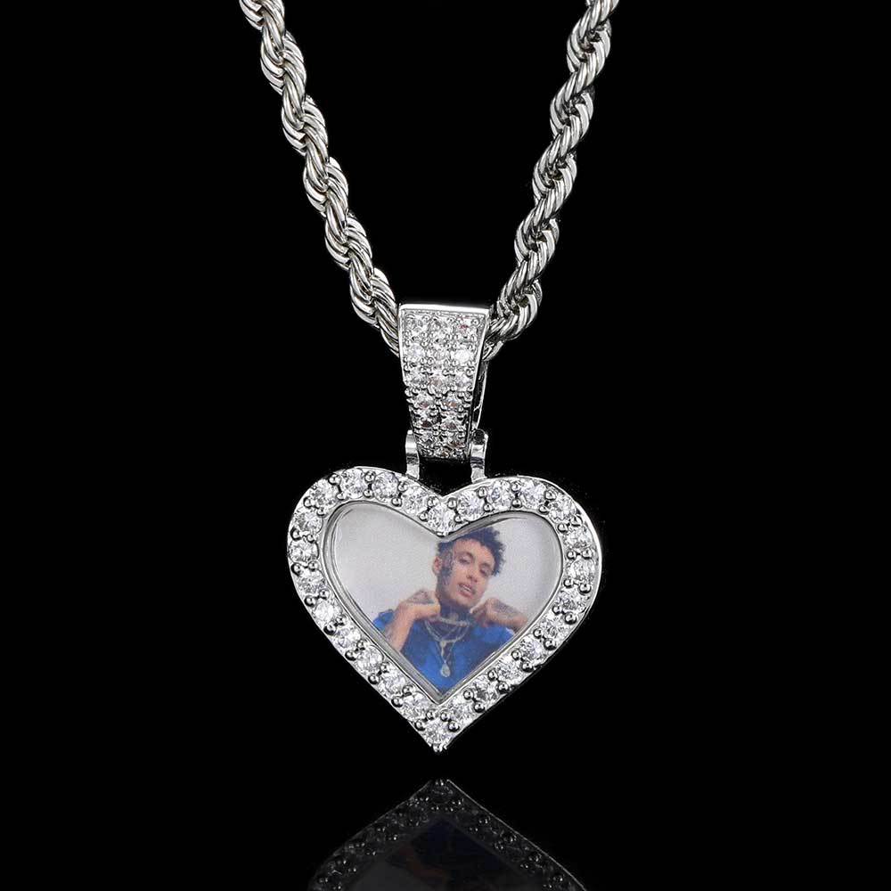 Gold Hip Hop Mini Trumpet Love Photo Pendant Necklace