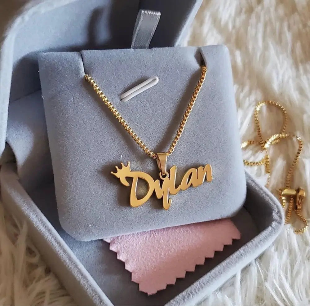 Custom Name Stainless Steel Necklace with 18K Gilded Letters