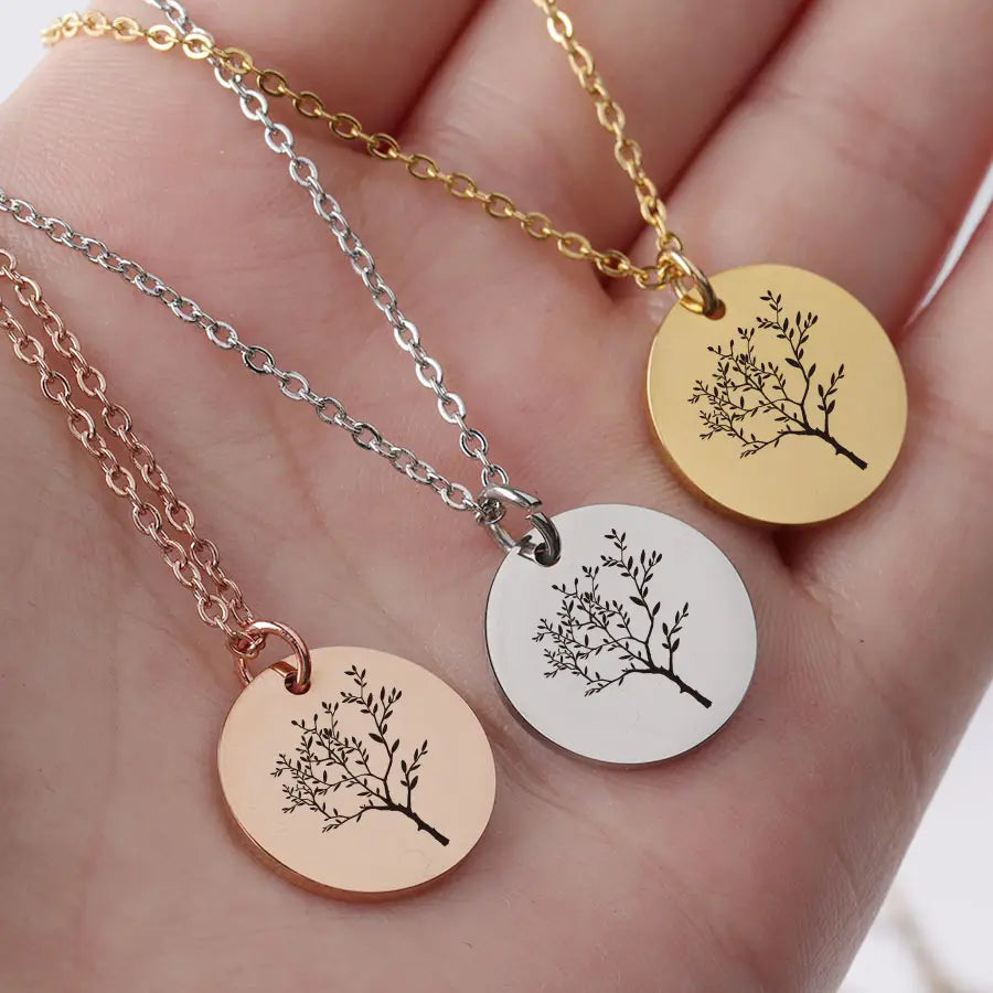 Personalized Simple Stainless Steel Pendant Necklace in Gold or Rose Gold