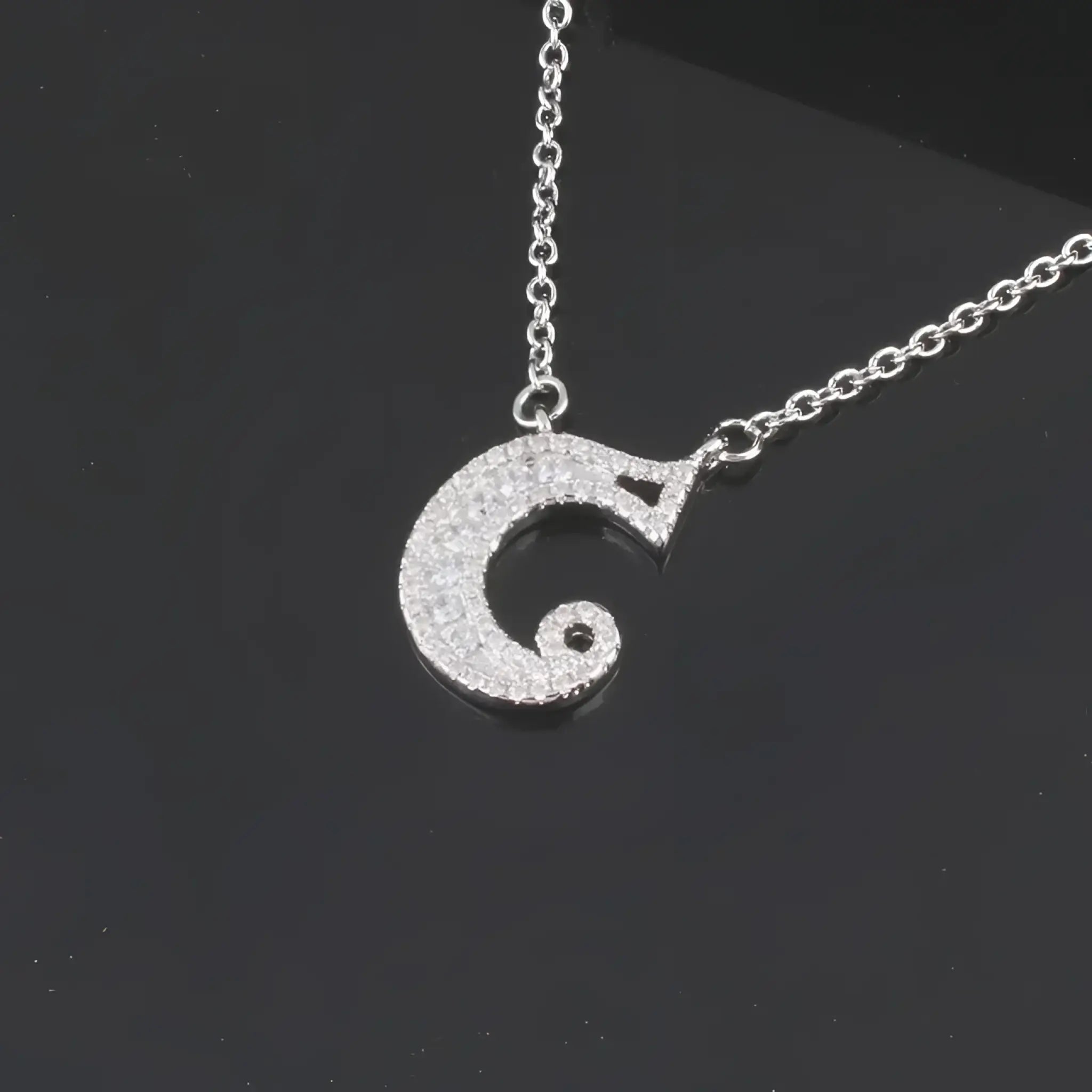 26 letter necklace female micro inlaid zircon copper clavicle chain DIY name pendant - Silver / C