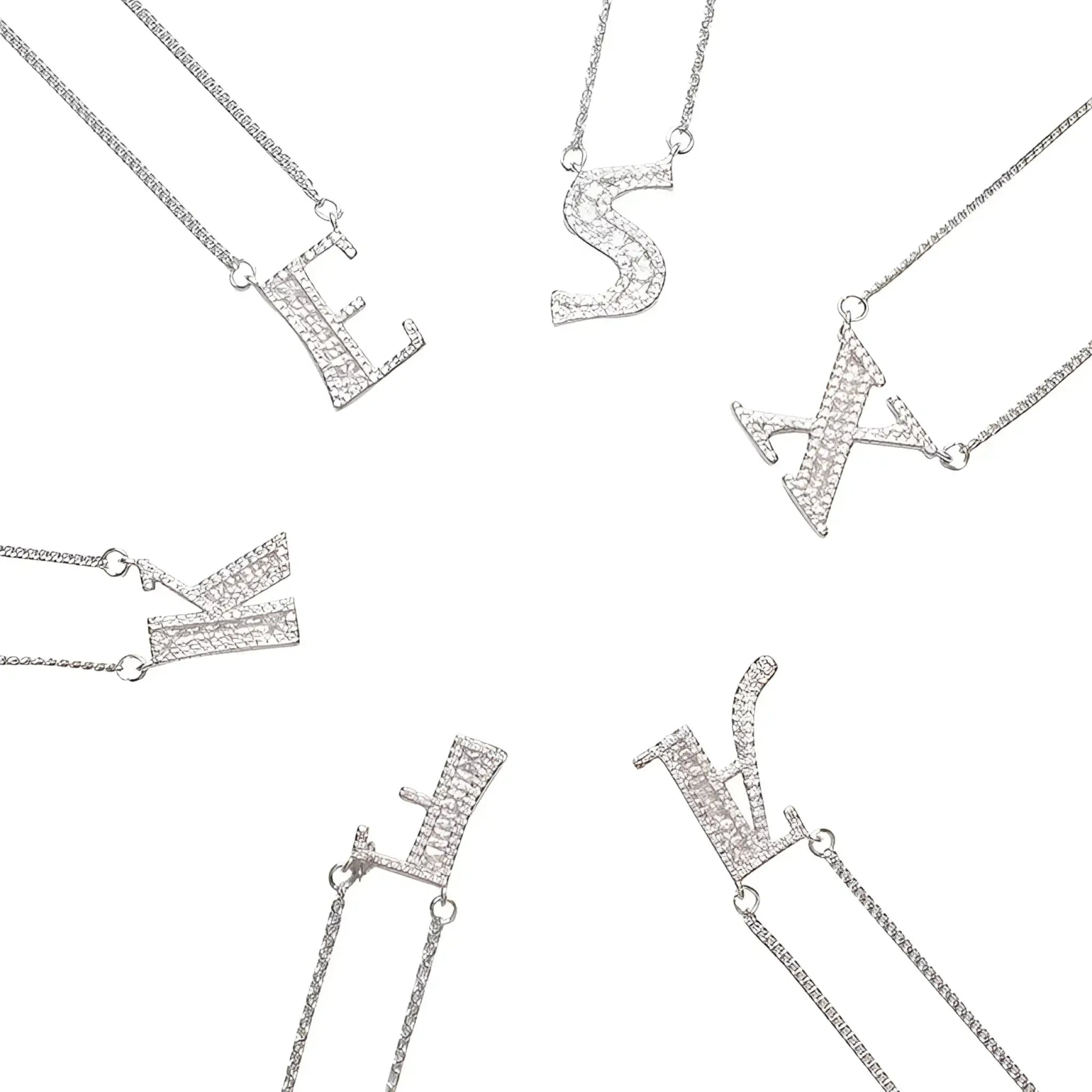 26 letter necklace female micro inlaid zircon copper clavicle chain DIY name pendant - Silver