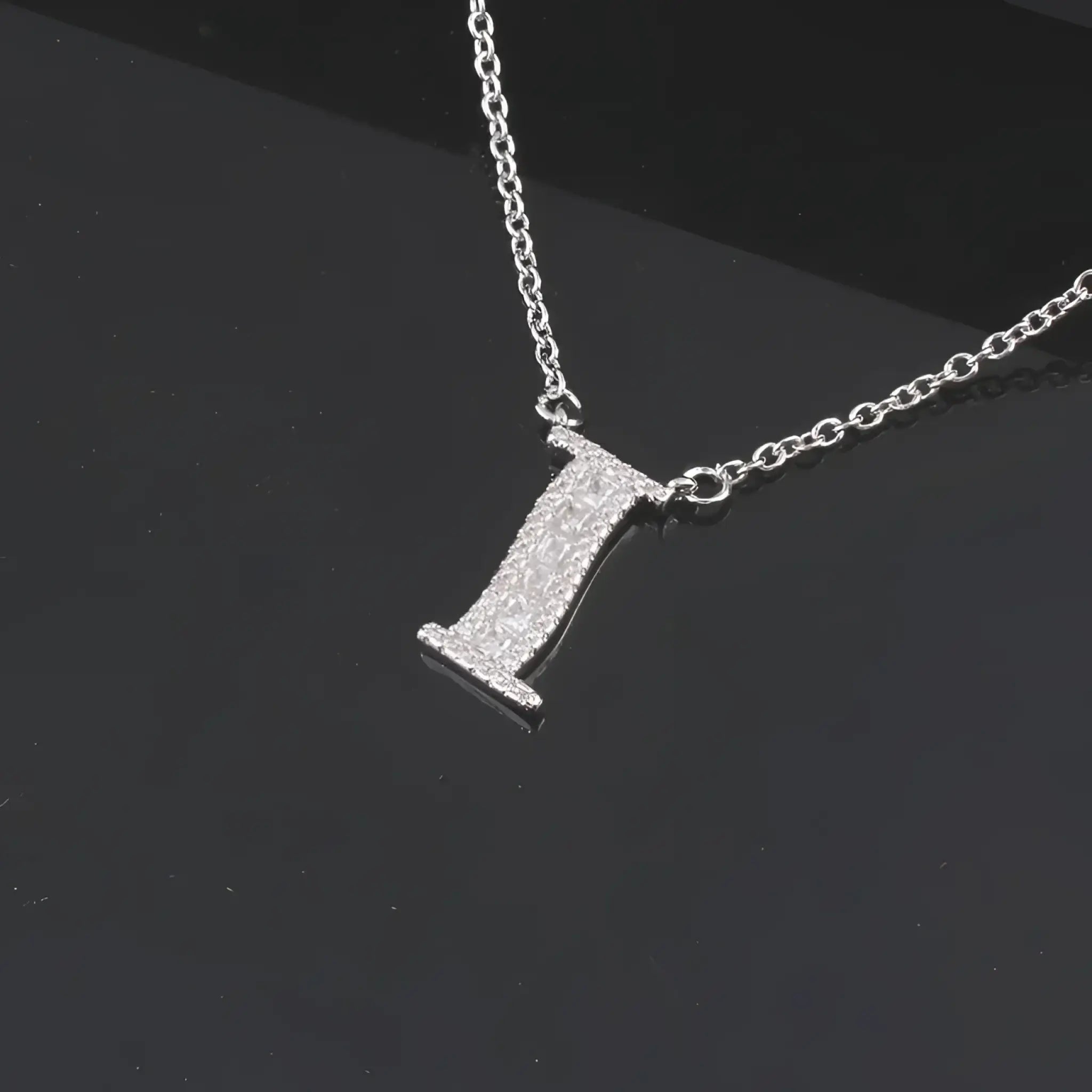 26 letter necklace female micro inlaid zircon copper clavicle chain DIY name pendant - Silver