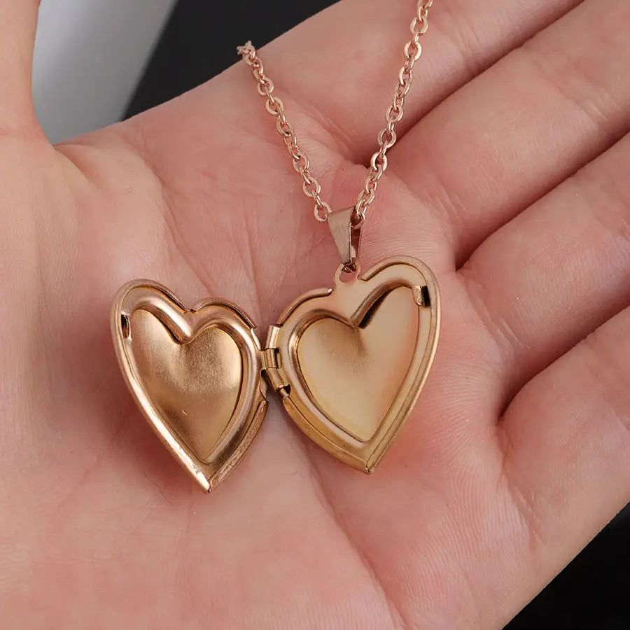 Glossy Peach Heart Necklace with Rose Gold Chain Jewelry