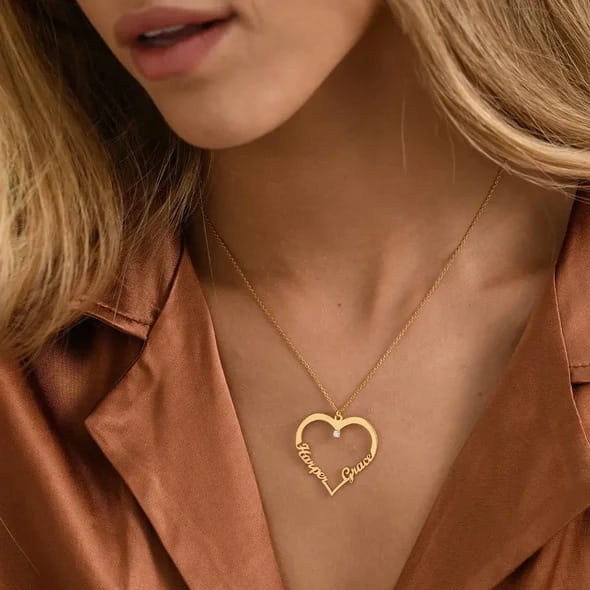 Custom Gold Heart Necklace in Stainless Steel Jewelry for Women