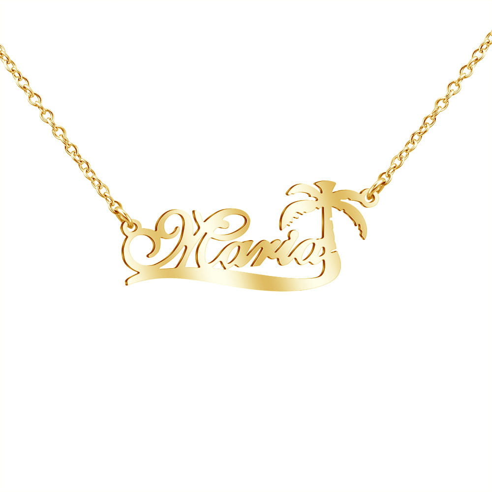 Coconut Tree Name Necklace in Stainless Steel Jewelry for a Fun Style
