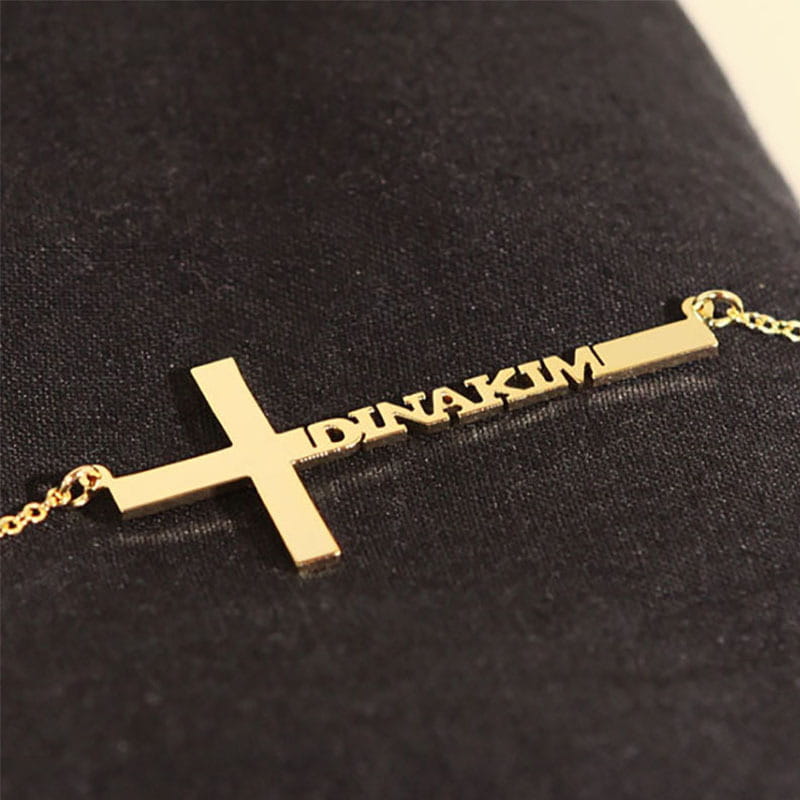 Personalized Name Stainless Steel Cross Necklace Unisex Jewelry
