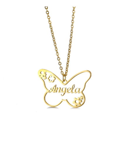 Custom Two Names Necklace in Titanium Steel and Rose Gold Finish