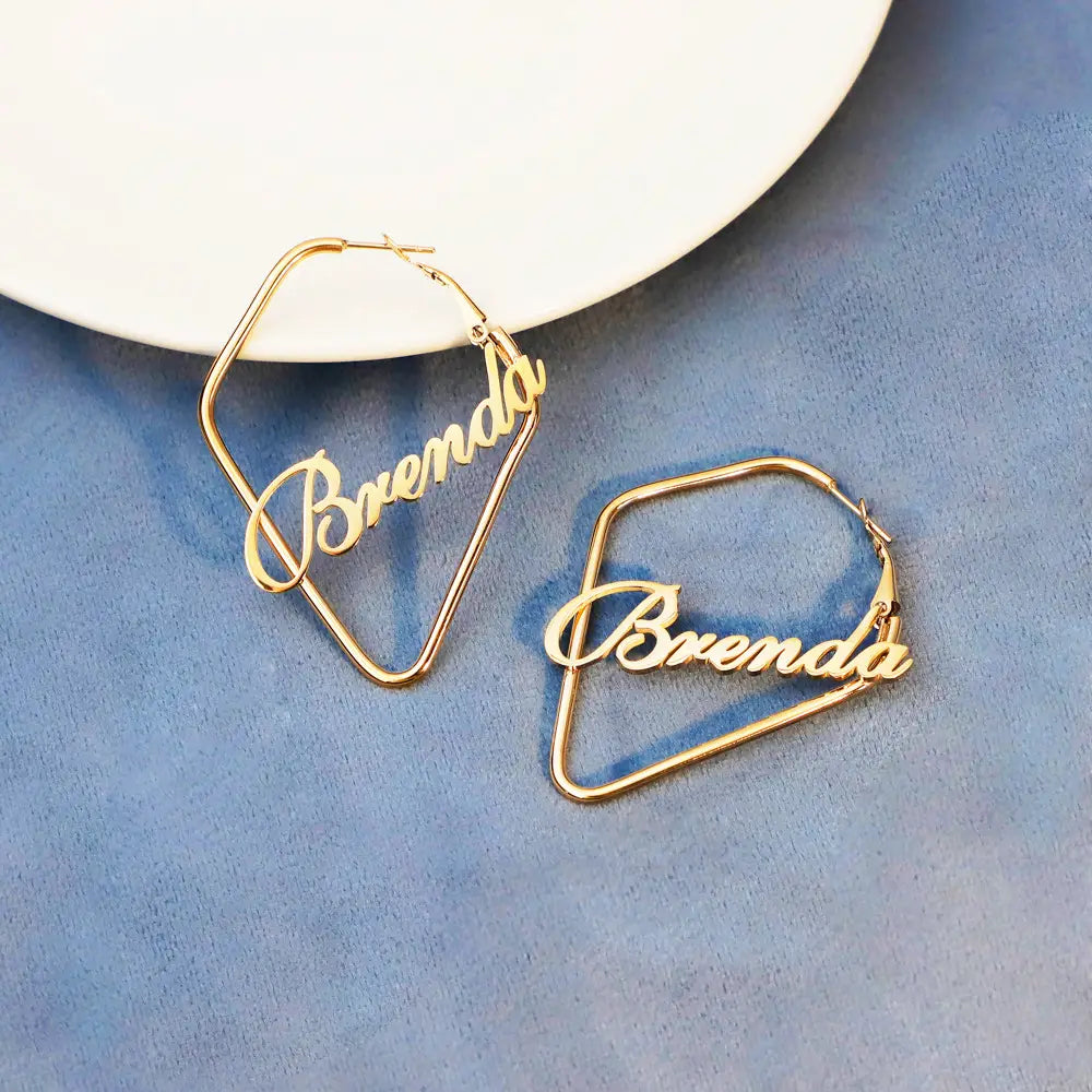 Brenda Gold Stainless Steel Irregular Square Earrings for Women