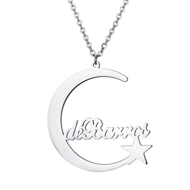Personalisierte Namenskette mit Stern und Mond aus goldenem Edelstahl