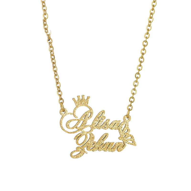 Frosted Stainless Steel Name Necklace in Gold and Rose Gold