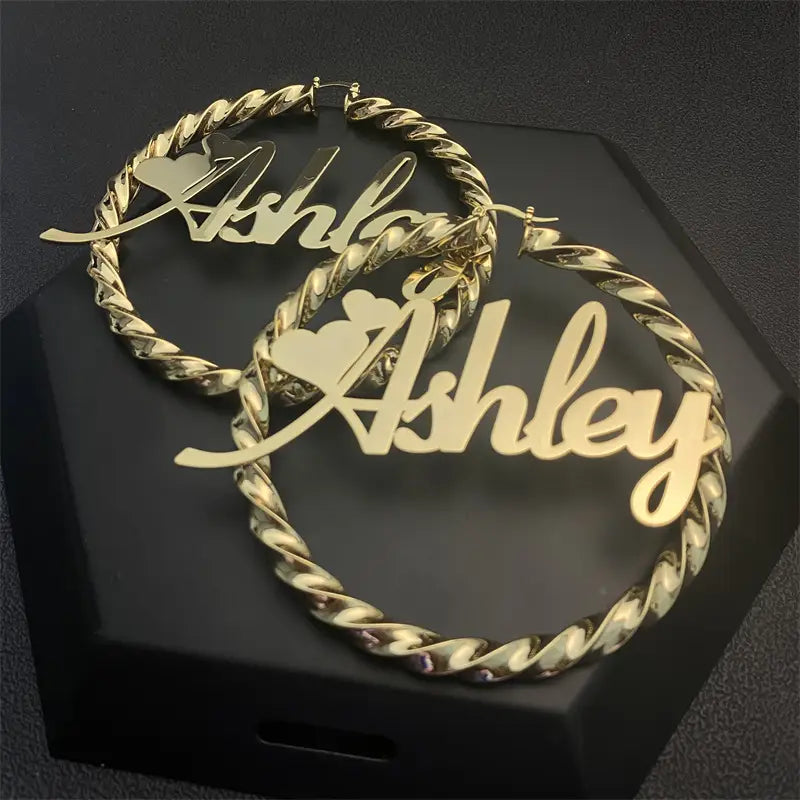 Stainless Steel Exaggerated Circle Name Letter Earrings