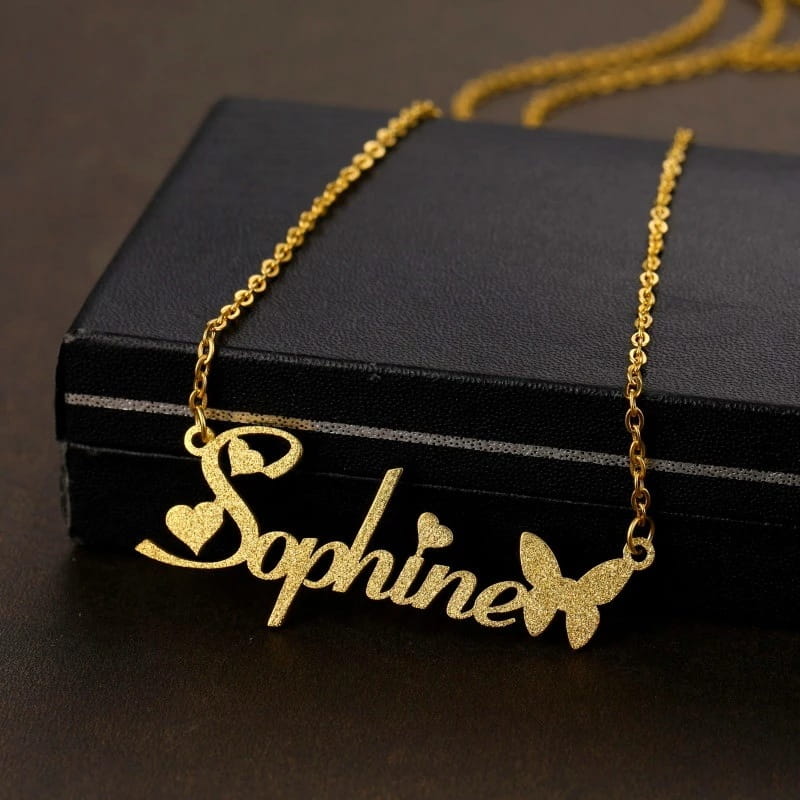 Personalized Stainless Steel Butterfly Charm Necklace for Women